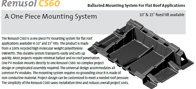 Renusol Ballasted Roof Mounts For Flat Roofs