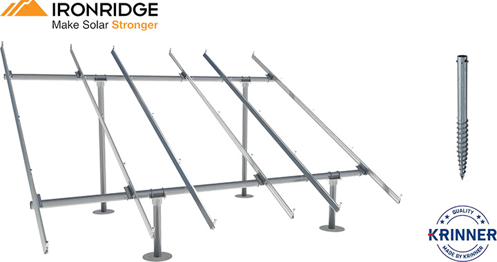 IronRidge Ground Mount with Krinner Ground Screws