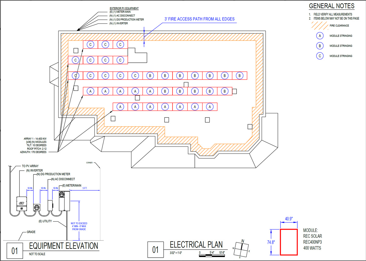 Roof Mount Electrical Plan Drawing Sample