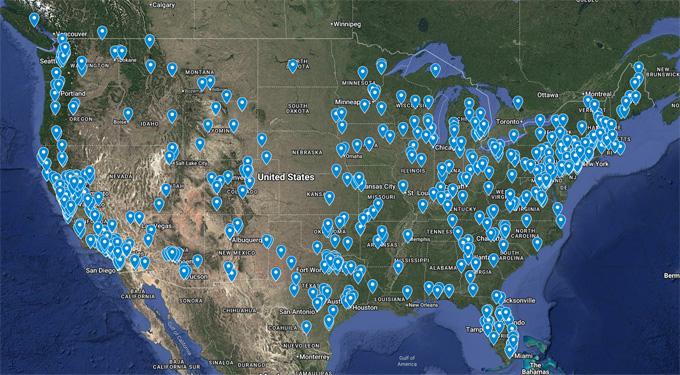 SES Dealer Locator map