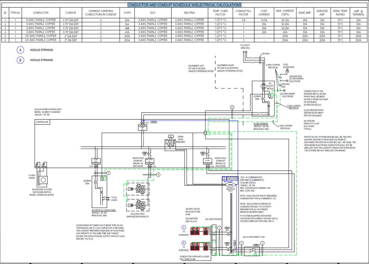 Solar + Storage System Electrical Schematic Sample